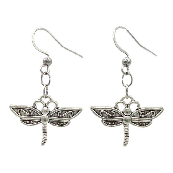 Dragonfly Dangle Earrings – Nature-Inspired Lightweight Jewelry dainty small - Picture 1 of 3